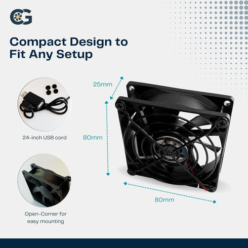 Coolerguys Single USB Fan for PlayStation, Xbox, Receivers, Roku (80mm)...