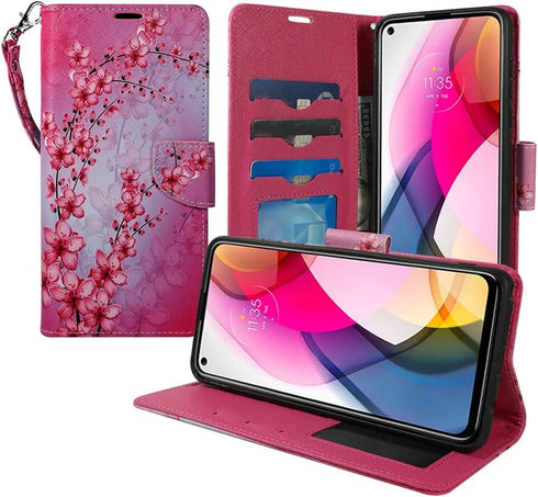 Zase Moto G Stylus 5G Wallet Phone Case for Women Pouch PU Leather Flip Folio Cute Design Cover w/Kickstand ID Card Slot Wrist Strap Compatible wi...