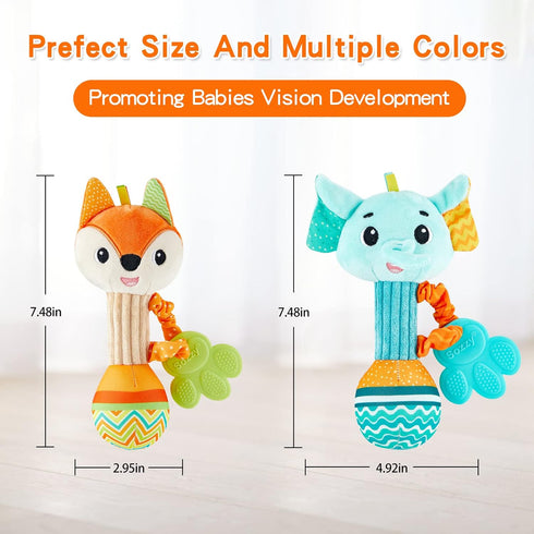 Baby Rattles 0-6 Months?Baby Soft Rattles Shaker?Hand Grab Sensory Shaker,Teething Toys for Babies 6-12 months?Sensory Plush Animal Toys for 0 3 6...
