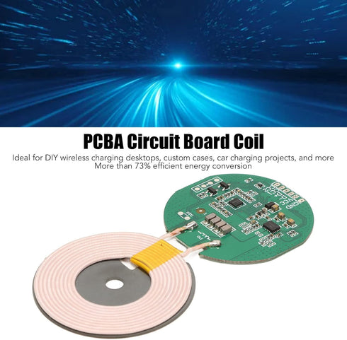 Wireless Charging Receiver Module, 15W Wireless Charging Circuit Board Coil Charger, PCBA Circuit Board with Coil for DIY, Overvoltage, Overcurren...