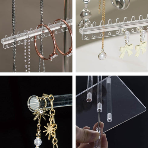 Premium Jewelry Stand, Earring Holder, Necklace Holder Stand, Clear 3-Tier Acrylic Large Storage Jewelry Organizer Stand & Bracelet/Bangles Stand,...