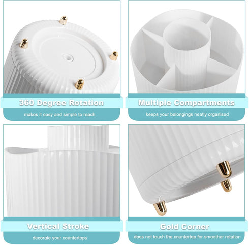 Anyoifax 360° Rotating Makeup Brush Holder Organizer, Make up Brushes Cup for Vanity, 5 Slot Spinning Makeup Organizers for Cosmetics, Lipstick, P...