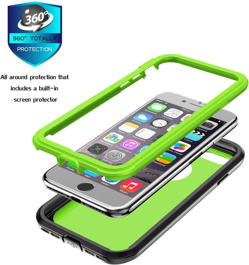ImpactStrong iPhone 7/8 Case, Ultra Protective Case with Built-in Clear Screen Protector Full Body Cover for iPhone 7 2016 /iPhone 8 2017 (Lime Gr...