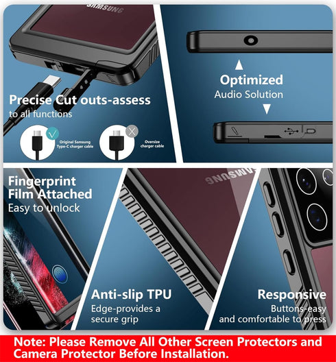 SPIDERCASE Designed for Samsung Galaxy S22 Ultra Case Waterproof, Built-in Screen Protector Full Protection Heavy Duty Shockproof Anti-Scratched R...