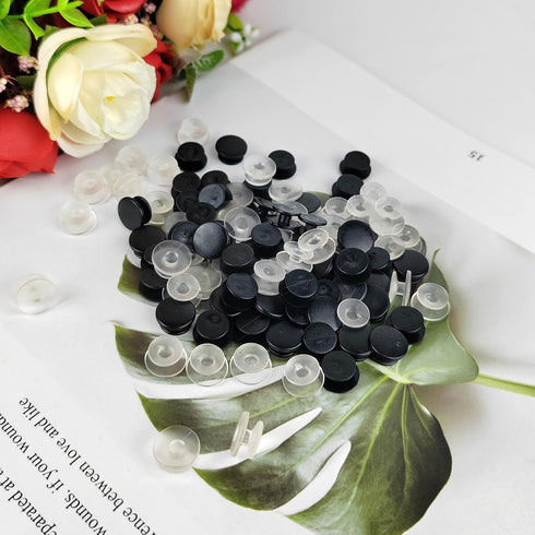 100 Pcs Buckle Plastic Button, 0.45 Inch Clear Black Plastic Buttons for DIY Shoe Back Decoration Shoe Decoration Accessories Wristband Charms DIY...