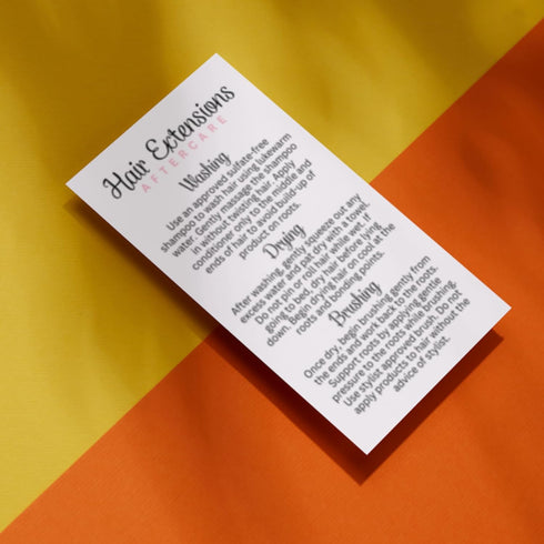 Hair Extension Aftercare Care Instruction Card | 50 pk 2x3.5” inches Do’s and Don’ts of Extensions Supplies Cosmetologist Human Hair Synthetic Hai...