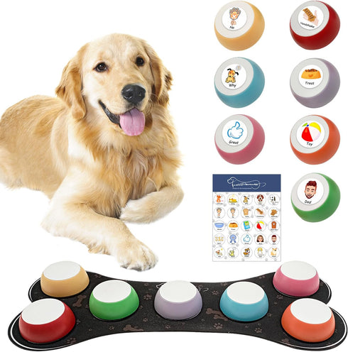 Dog Buttons for Communication, 7 Dog Talking Button Set, Recordable Training Buzzers, Speaking Button for Dogs with Waterproof Anti-Slip Dog Butto...