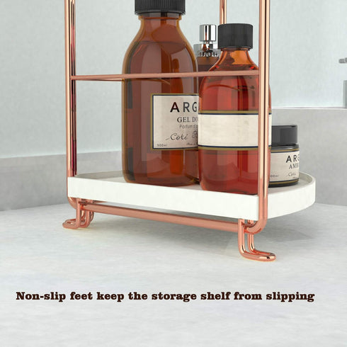 2-Tier Bathroom Countertop Organizer - Vanity Tray Cosmetic & Makeup Storage- Kitchen Spice Rack Standing Shelf - Corner Storage Shelf, Rose Gold...