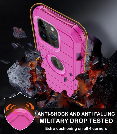 for iPhone 14 Pro Case with Belt Clip Holster,Built-in Screen Protector,Heavy Duty Shockproof Drop Protection Military Grade Rugged Durable Phone ...