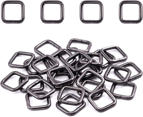 Swpeet 60Pcs 1/2 Inch - 13mm Gun-Black Metal Rectangle Ring, Webbing Belts Buckle Metal Rings for for Belt Bags DIY Accessories Keychains Belts an...