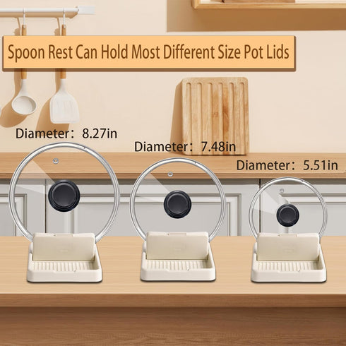 2 Pcs Spoon Holder for Kitchen Counter, Spoon Rest Holder for Stove Top, Spoon Rest with Lid Holder, Cooking Spoon Holder, Spatula Holder for Coun...