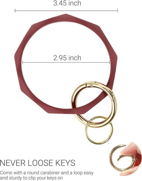 Mymazn Silicone Bangle Key Ring Bracelet Keychain holder for Women Girls Gift Wristlet Round Keyring...