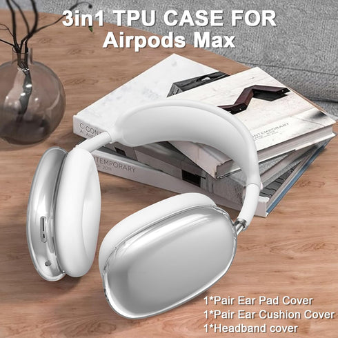 Compatible with Apple AirPods Max Case,Clear Soft TPU Anti-Scratch,Ear Pad Case Cover/Ear Cups Cover/Headband Cover for AirPods Max Headphones,Cle...