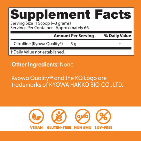 Doctors Best L-Citrulline Powder (Kyowa Quality), Supports Circulatory Health, Non-GMO, Gluten Free, Soy Free, Vegan Net Wt. 7 oz (200 Grams)...