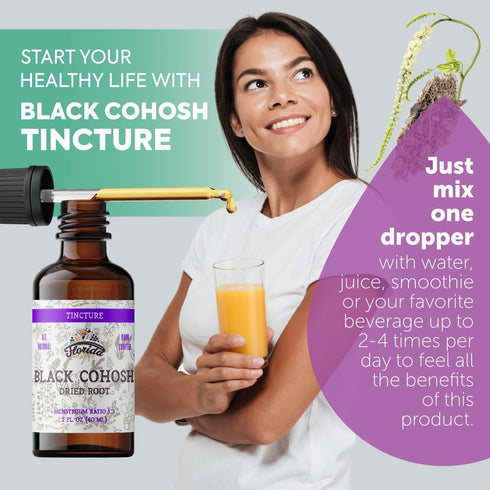 Black Cohosh Tincture Organic Black Cohosh Extract (Cimicifuga Racemosa) Dried Root, Non-GMO in Cold-Pressed Organic Vegetable Glycerin, 2 oz (60 ...