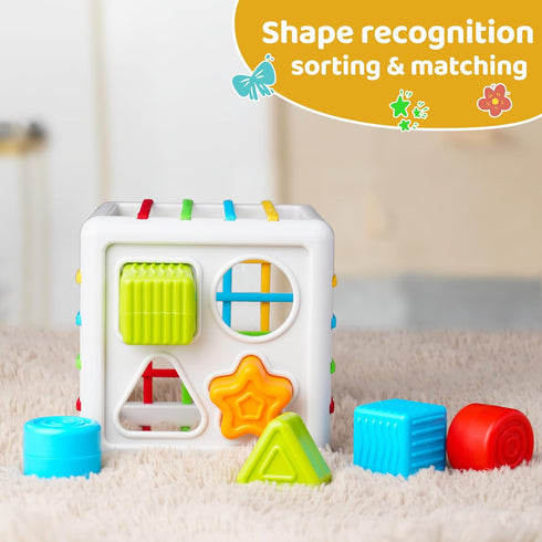 LiKee Ultra-Large Shape Sorter Baby Toys Include 8pcs Sensory Pieces, Toddler Toys for Age 1-2 Boys Girl Birthday, Infant Montessori Toys Bins for...