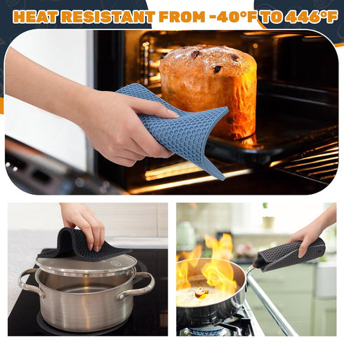 2 Pcs Silicone Mats for Kitchen Counter, Heat Resistant Trivets for Hot Pots and Pans, Flexible Non-Slip Pot Holders Hot Pads for Countertops Dish...