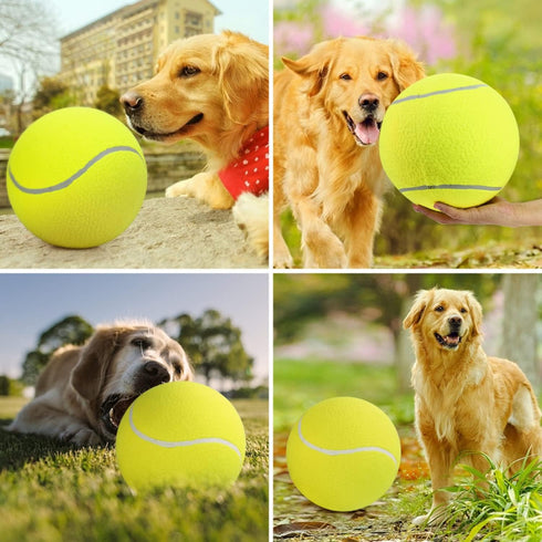 Pomeat 2 PCS Gaint Tennis Ball for Dogs, 9.5" Inflatable Large Tennis Balls Pet Chew Toy, Inflatable Rubber Non-Toxic Pet Toy Balls with Pump & Ne...