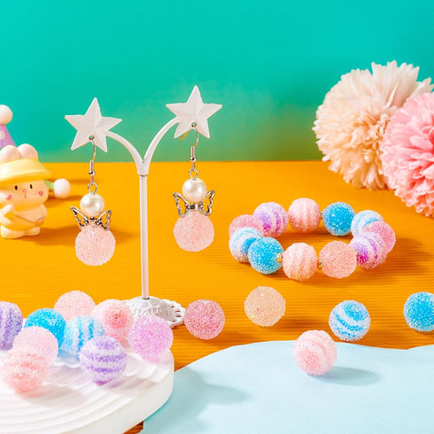 21Pcs Acrylic Disco Ball Sugar Beads 16mm Cute Focal Beads Chunky Candy Bubblegum Beads Pink Blue for Crafts DIY Beadable Pens Bracelets Jewelry M...