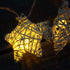 6 ft 10 LED Metal Rattan Style Star String Fairy Lights Garland, Battery Operated, Wedding Holiday Christmas Tree, Valentine Kid’s Room Bedroom De...