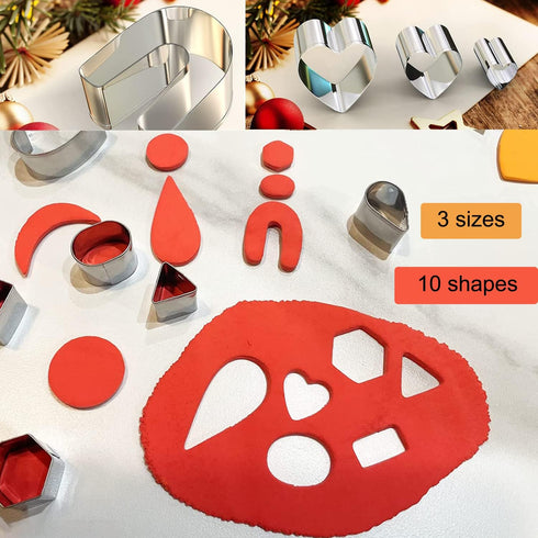 24 pcs Polymer Clay Cutters kit Clay Molds polymer clay cutters for jewelry making 10 Shapes of Clay Cutters with Earring Cards, Earring Hooks, Ju...