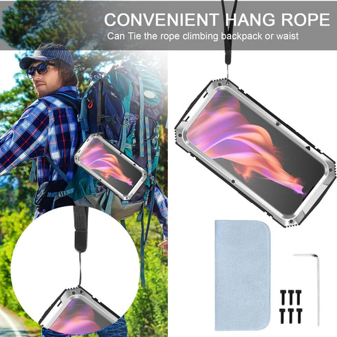 for iPhone 15 Plus Case 360 Full Body Heavy Duty Protection Rugged Aluminium Stan Military Grade Metal Rubber with [Built in Screen Camera Lens Pr...