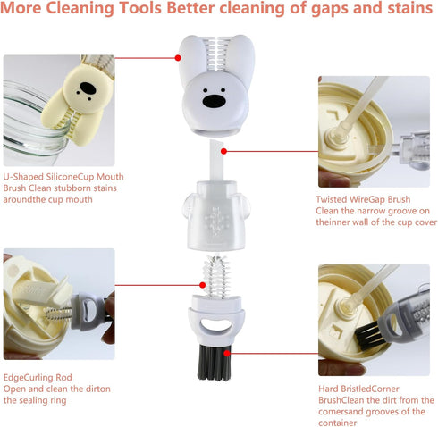 4 in 1 Cup Lid Gap Cleaning Brush Set, 3 Pack Multifunctional Insulation Bottle Cleaning Tools, Water Bottle Cleaner Brush, Home Kitchen Cleaning ...