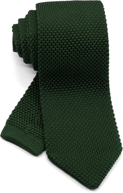 Men's Pointed Knit Tie Necktie Width 2.75 inches Washable Solid Color Hunter Moss Green...