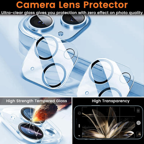 3+3 Pack Privacy Screen Protector for iPhone 14 6.1-Inch with 3 Pack Camera Lens Protector, Anti Spy Tempered Glass Film 9H Hardness Bubble Free C...
