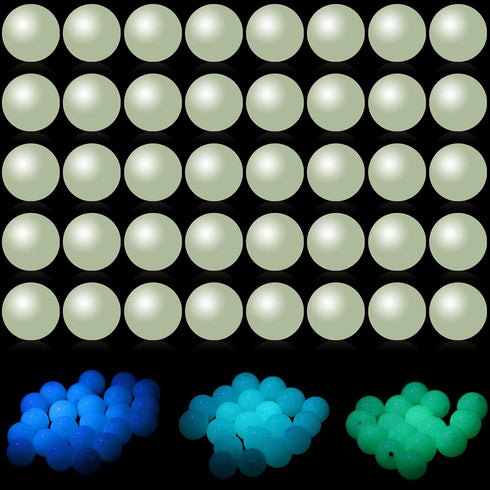 200 Pcs Luminous Solar Stone Beads Shiny Stone Glow in The Dark Glowing Loose Bead Round 8mm Blue Green Mixed with Hole for DIY Jewelry Making Bra...