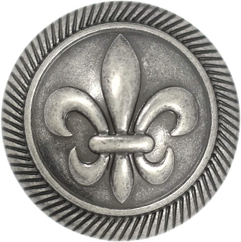 Bezelry 12 Pieces Fleur De LYS Domed Gray Silver Metal Shank Buttons 18mm (11/16 inch)...