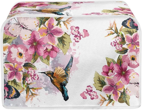 Hummingbird Flower Toaster Cover 2 Slice Fits for Most Standard Carrying Toaster, Anti-Dust Small Appliance Cover, Washable Kitchen Broiler Cover...