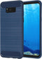 Compatible with Samsung Galaxy S8 Carbon Fiber Soft TPU Brushed Line Basic Phone Back Case Cover (Blue)...