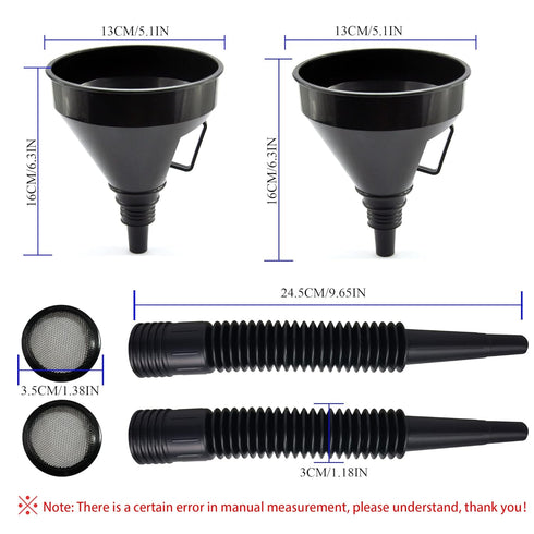 Flex Funnel - Wide Mouth Flexible Funnel with Handle, Multi-Functional Large Plastic Automotive Funnels for Cars and Motorcycles, Engine Oil, Liqu...