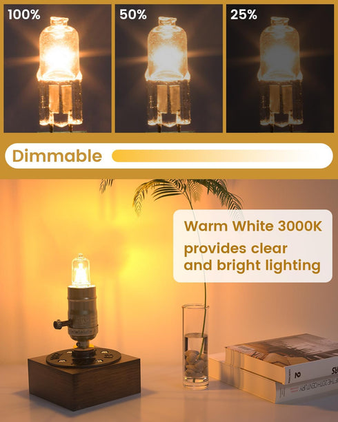 150W Halogen Light Bulbs DC 24V 2-Pin Dimmable Warm White 3000K, Halogen Capsule Bulbs with Clear Glass Lens for Chandeliers, Cabinet Lights, Proj...