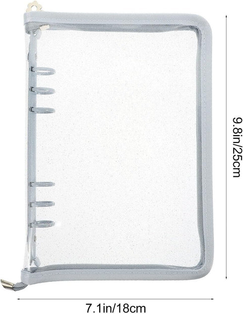 STOBOK A6 Binder Cover 6-Ring Clear Transparent PVC Notebook Folder Cover with Zipper Closure Loose Leaf Binder Protector for Meeting Travel Offic...