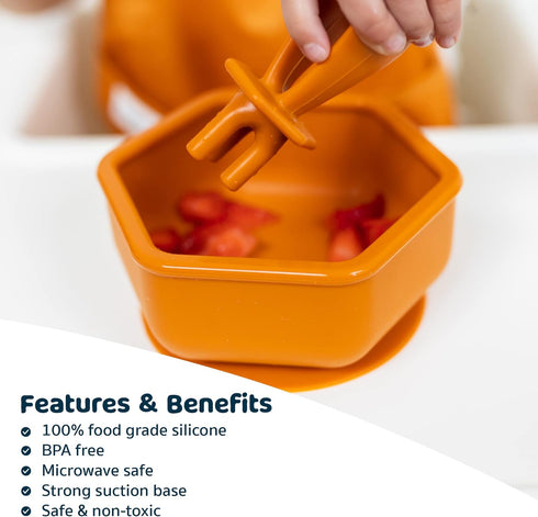 Tiny Twinkle Silicone Suction Bowl with Lid for Baby and Toddler - 100% Silicone - BPA Free - Microwave Safe - Suction Bowls For Baby, Snack Conta...