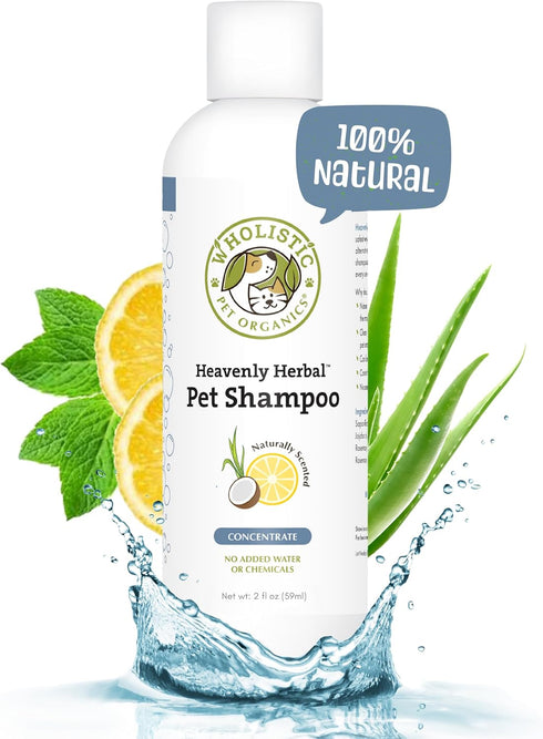 Wholistic Pet Organics Pet Shampoo Concentrate: Heavenly Herbal Organic Dog Shampoo and Conditioner - All Natural Puppy and Cat Shampoo for Dry, I...