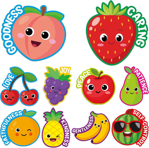 60Pcs Fruit of The Spirit Christian Bulletin Board Set Bible Religious Accents Cutouts Sunday School Christian kids Classroom Wall Decor Education...