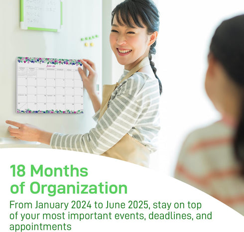 S&O Fruity Magnetic Fridge Calendar from January 2024-June 2025 - Tear-Off Refrigerator Calendar to Track Events & Appointments - 18 Month Magneti...