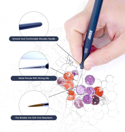 11Pcs Fine Detail Paint Brushes Set Fine Tip Paint Brush Miniature Mini Paints Brush for Watercolor, Oil, Acrylic, Face, Nail, Scale Model Paintin...