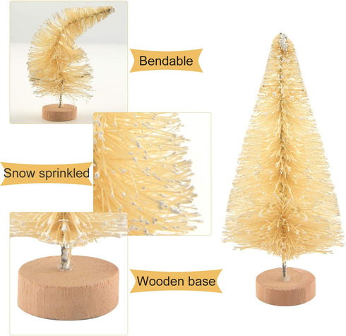 KUUQA 48 Pcs Mini Christmas Trees - Bottle Brush Tabletop Model for Decoration, DIY Room Decor, Diorama Models (White), Small Size...