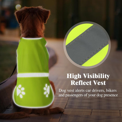 Reflective Dog Vest for Safety - High Visibility Fluorescent Pet Vest Lightweight Jacket Dog Clothes Reflective Dog Harness for Night Walking Hunt...