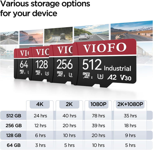 VIOFO 32GB Industrial Grade microSD Card, U3 A2 V30 High Speed Memory Card with Adapter, Support Ultra HD 4K Video Recording...