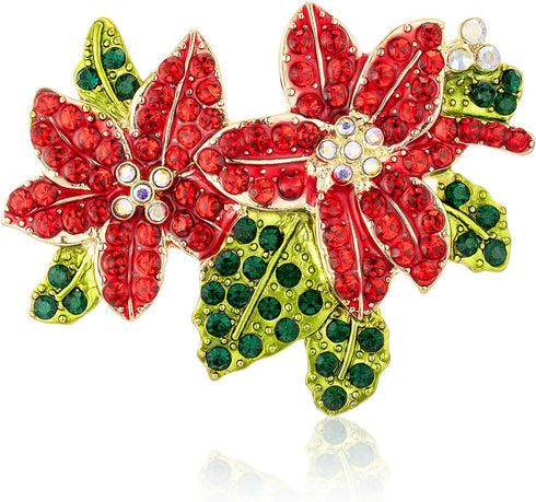 Christmas Brooch Pins Rhinestone Crystal Christmas Tree Snowflake Brooch Pins for Xmas Holiday Party Celebration...