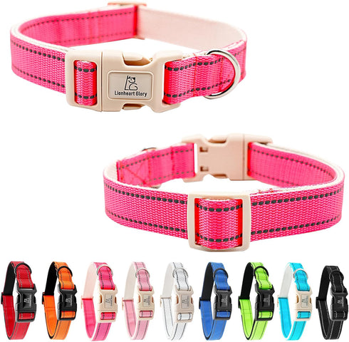 Lionheart glory Dog Collar Reflective Dog Collars Female Male Pet Collar Pink Collar Dog Adjustable Durable Soft Classic Collar for Large Dogs Pet...
