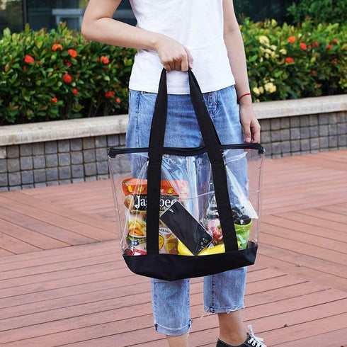 Large Clear Tote Bag, Fashion PVC Shoulder Handbag for Women, Clear Stadium Bag for Security Travel,Shopping,Sports and Work...