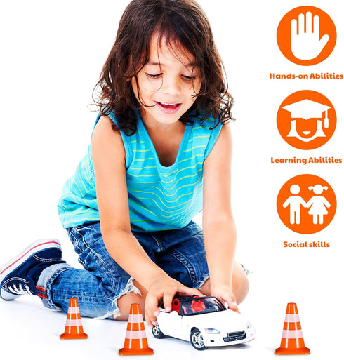 STOBOK Traffic Cone, 14pcs Traffic Signs Toys Miniature Traffic Road Cone Construction Toys Mini Cones Kids DIY Traffic Roadblock Toy for Kids Edu...