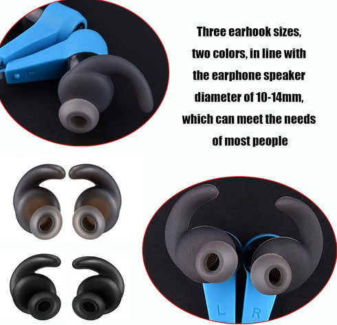 3 Pairs Silicone Hooks Eartip Eartips Earbuds Eargels Compatible with Synchros Reflect BT Sports Wireless Bluetooth Earphones (Grey)...