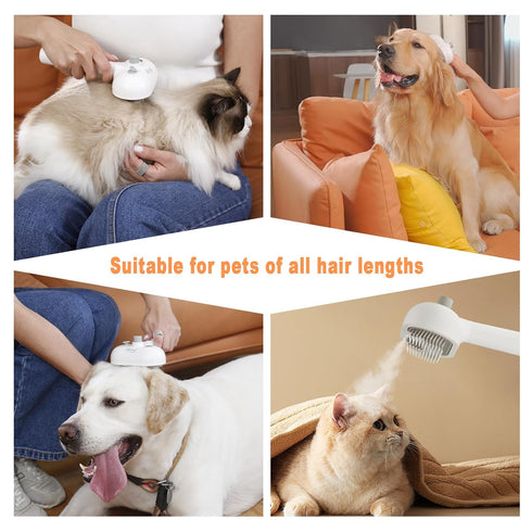 Furgo Cat Steam Brush-4 In 1 Pet Steam Brush,grooming Brush For Cats Dogs, Self-cleaning Spray Brush For Shedding, Massage, Pet Hair Removal Tool,...
